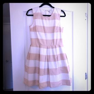 Blush and cream striped dress with pockets